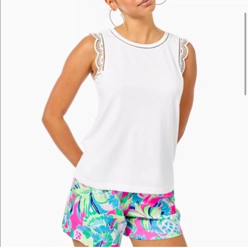 LILLY PULITZER white eyelet trim Agee top XL